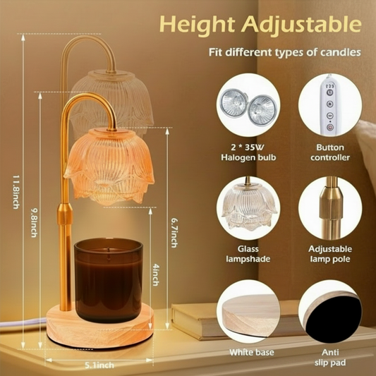 Candle Lamp Warmer with Timer, Adjustable & Dimmable with 2 Bulbs (4 style options)