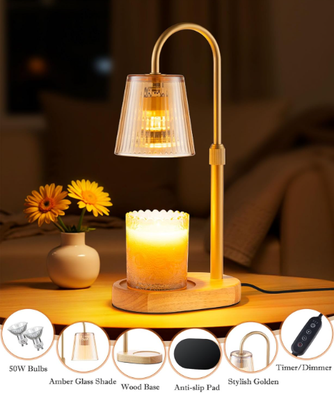 Candle Lamp Warmer with Timer, Adjustable & Dimmable with 2 Bulbs (3 style options)