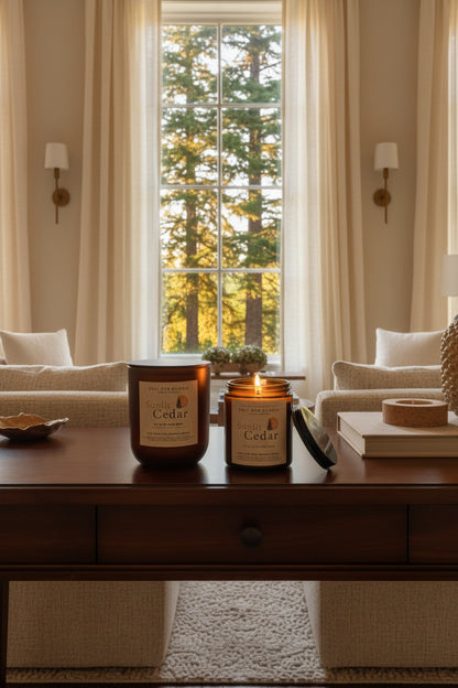 Sunlit Cedar | Amber Jar 100% Beeswax Candles