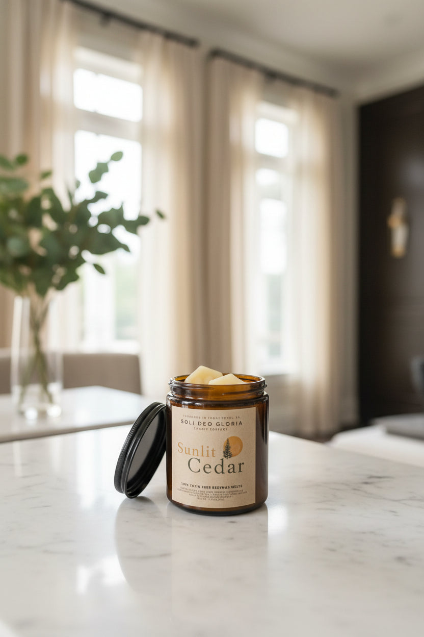 Sunlit Cedar | Amber Jar 100% Beeswax Candles