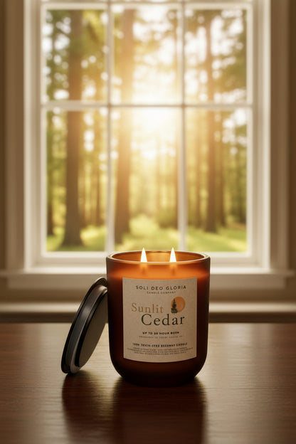 Sunlit Cedar | Amber Jar 100% Beeswax Candles