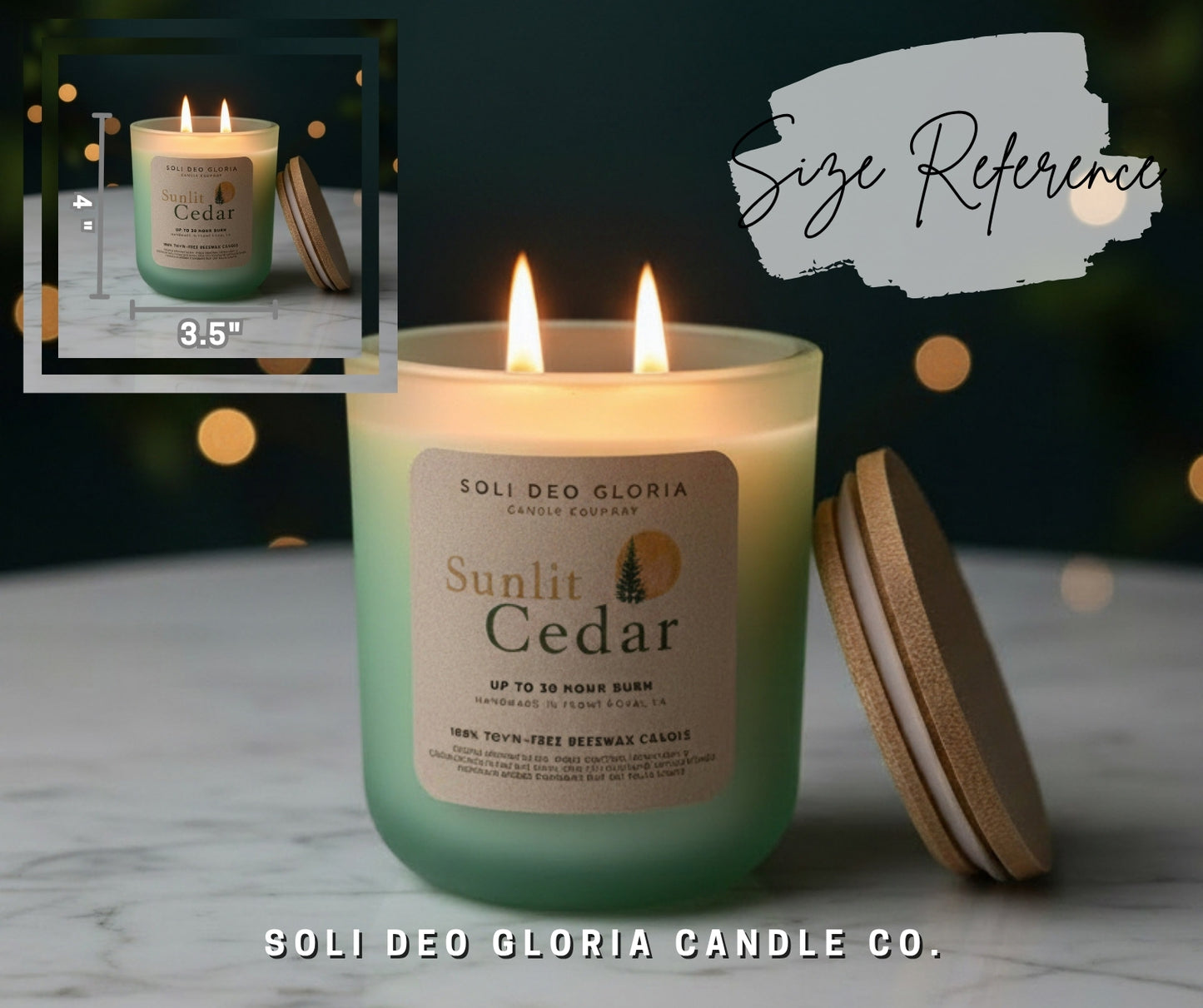 Sunlit Cedar | Green Jar, Limited Edition, 100% Beeswax Candles