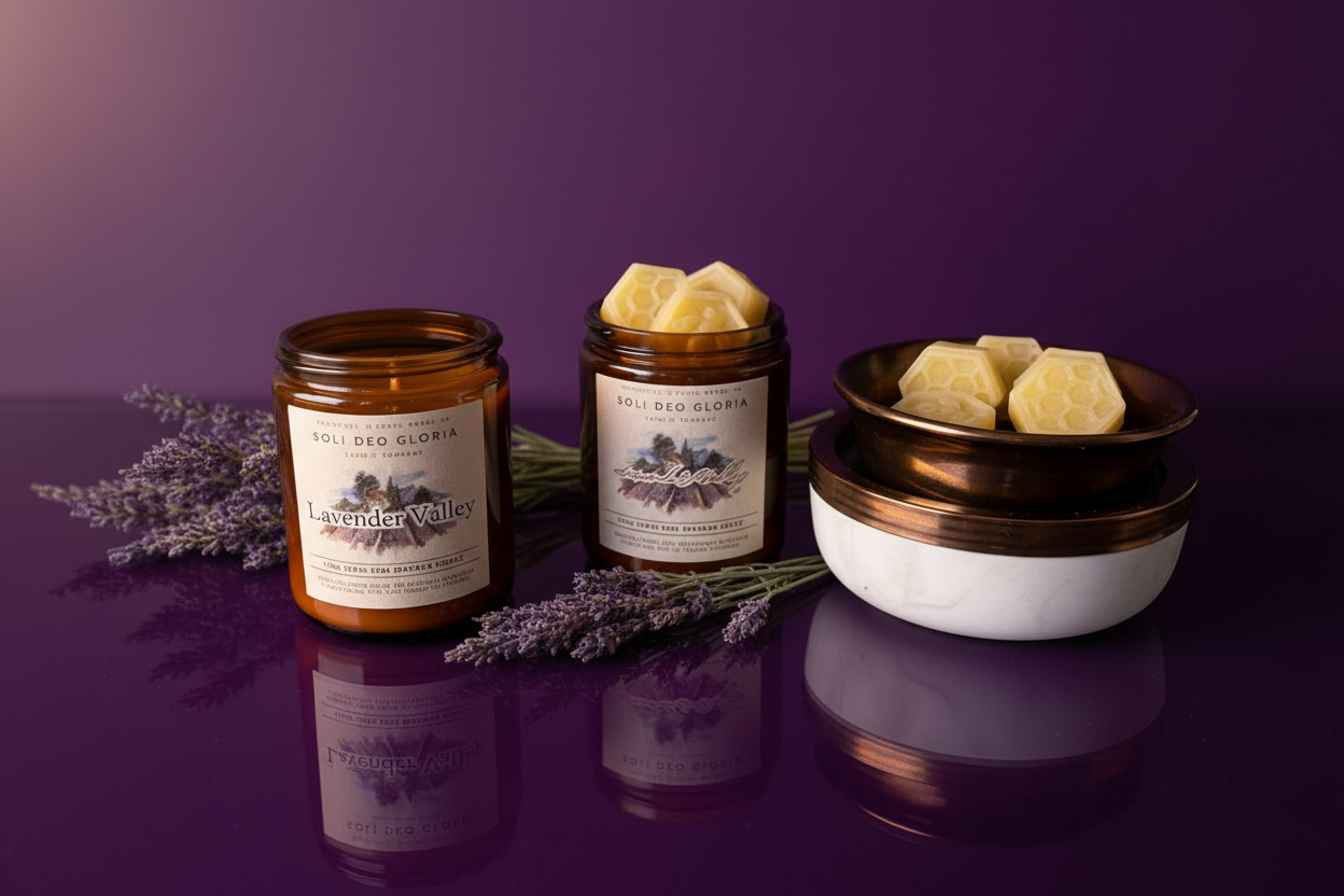 Lavender Valley Beeswax Candle | Organic Essential Oil Infused