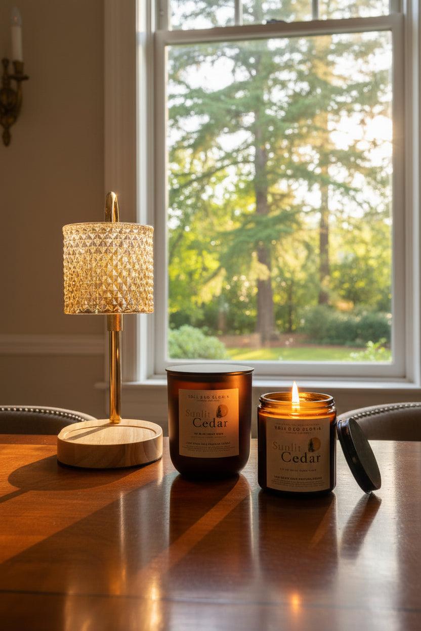 Sunlit Cedar | Amber Jar 100% Beeswax Candles
