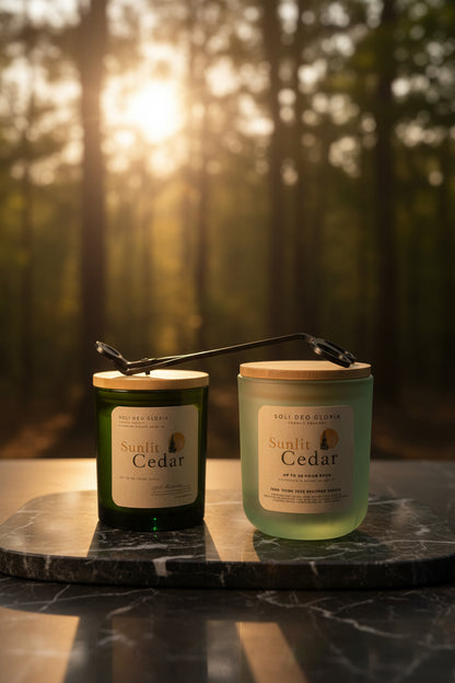 Sunlit Cedar | Green Jar, Limited Edition, 100% Beeswax Candles