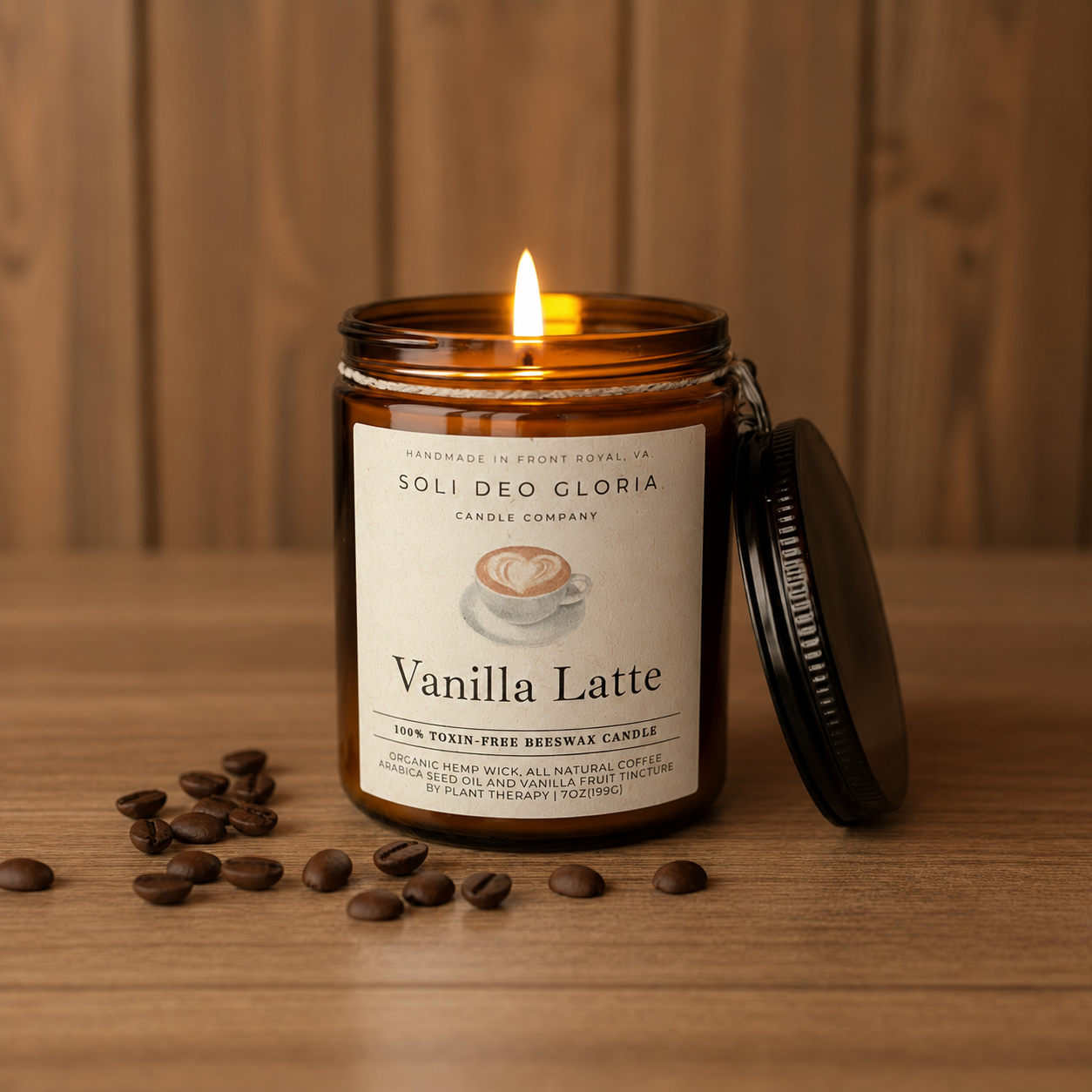 Vanilla Latte | Coffee & Vanilla Beeswax Candle - Soli Deo Gloria Candle Company