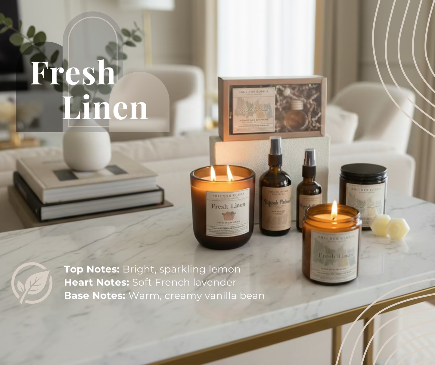 Fresh Linen Scented | Beeswax Candle, Clean, Cozy, & Relaxing Scent