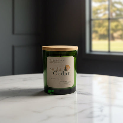 Sunlit Cedar | Green Jar, Limited Edition, 100% Beeswax Candles