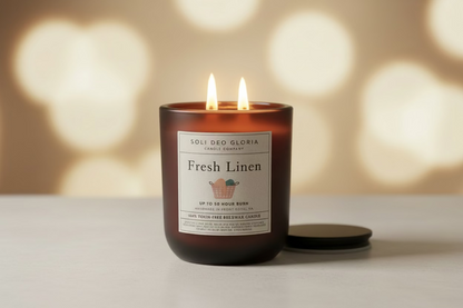 Fresh Linen Scented | Beeswax Candle, Clean, Cozy, & Relaxing Scent