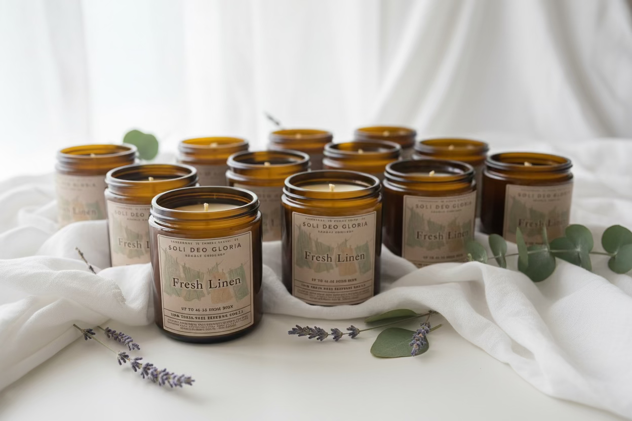 Fresh Linen Scented | Beeswax Candle, Clean, Cozy, & Relaxing Scent