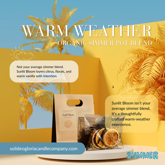 Sunlit Bloom | Organic Simmer Pot Blend for Soli Deo Gloria Lamp Warmer & Jar (Sold Separately)
