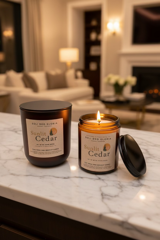 Sunlit Cedar | Amber Jar 100% Beeswax Candles