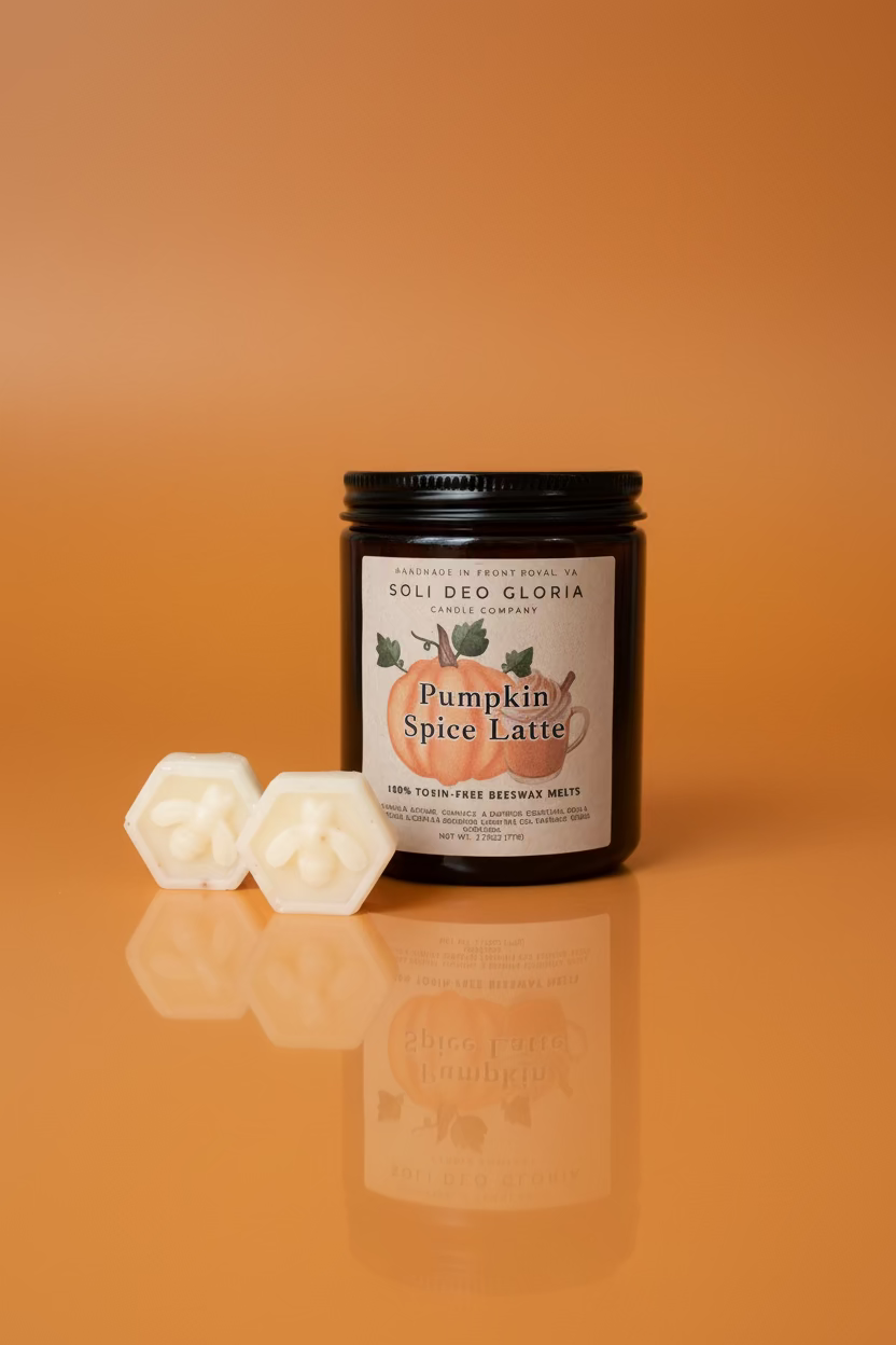 Pumpkin Spice Latte Beeswax Candle | Cozy Fall Cafe Scent  ~ Available Fall 2026 - Soli Deo Gloria Candle Company