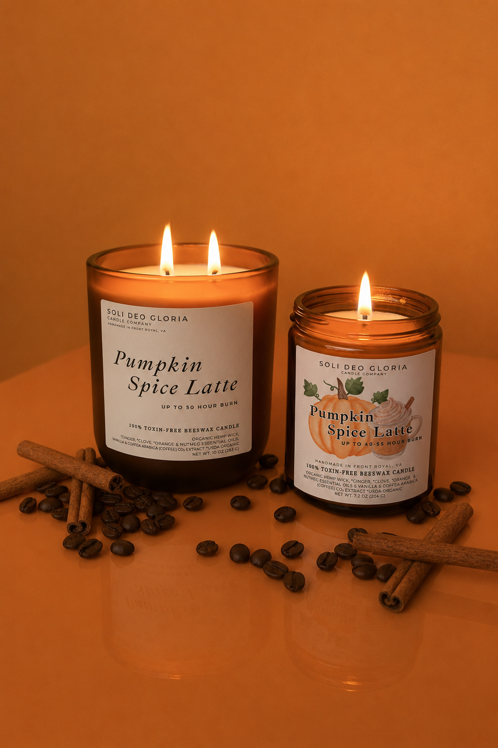 Pumpkin Spice Latte Beeswax Candle | Cozy Fall Cafe Scent  ~ Available Fall 2026 - Soli Deo Gloria Candle Company