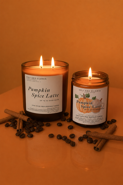 Pumpkin Spice Latte Beeswax Candle | Cozy Fall Cafe Scent  ~ Available Fall 2026 - Soli Deo Gloria Candle Company