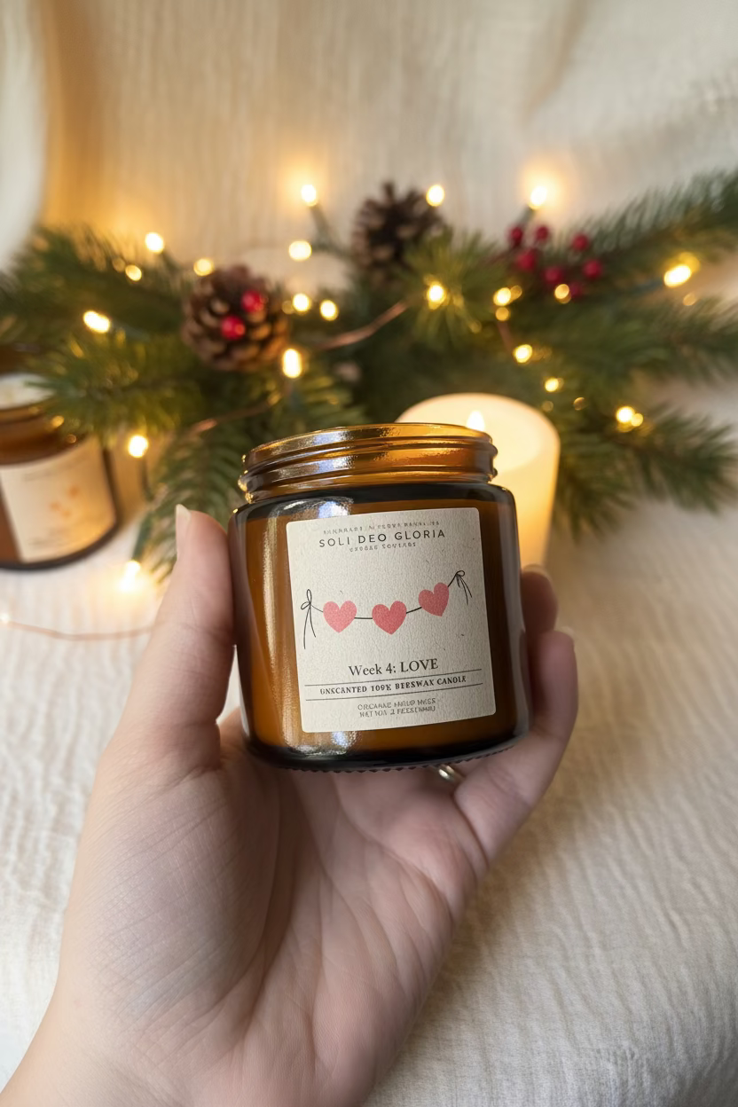Advent Candle & Card Set | Hope, Peace, Joy & Love
