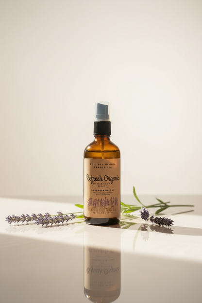 Lavender Valley Scented | Refresh Linen & Room Spray (Organic & Natural Options) - Soli Deo Gloria Candle Company