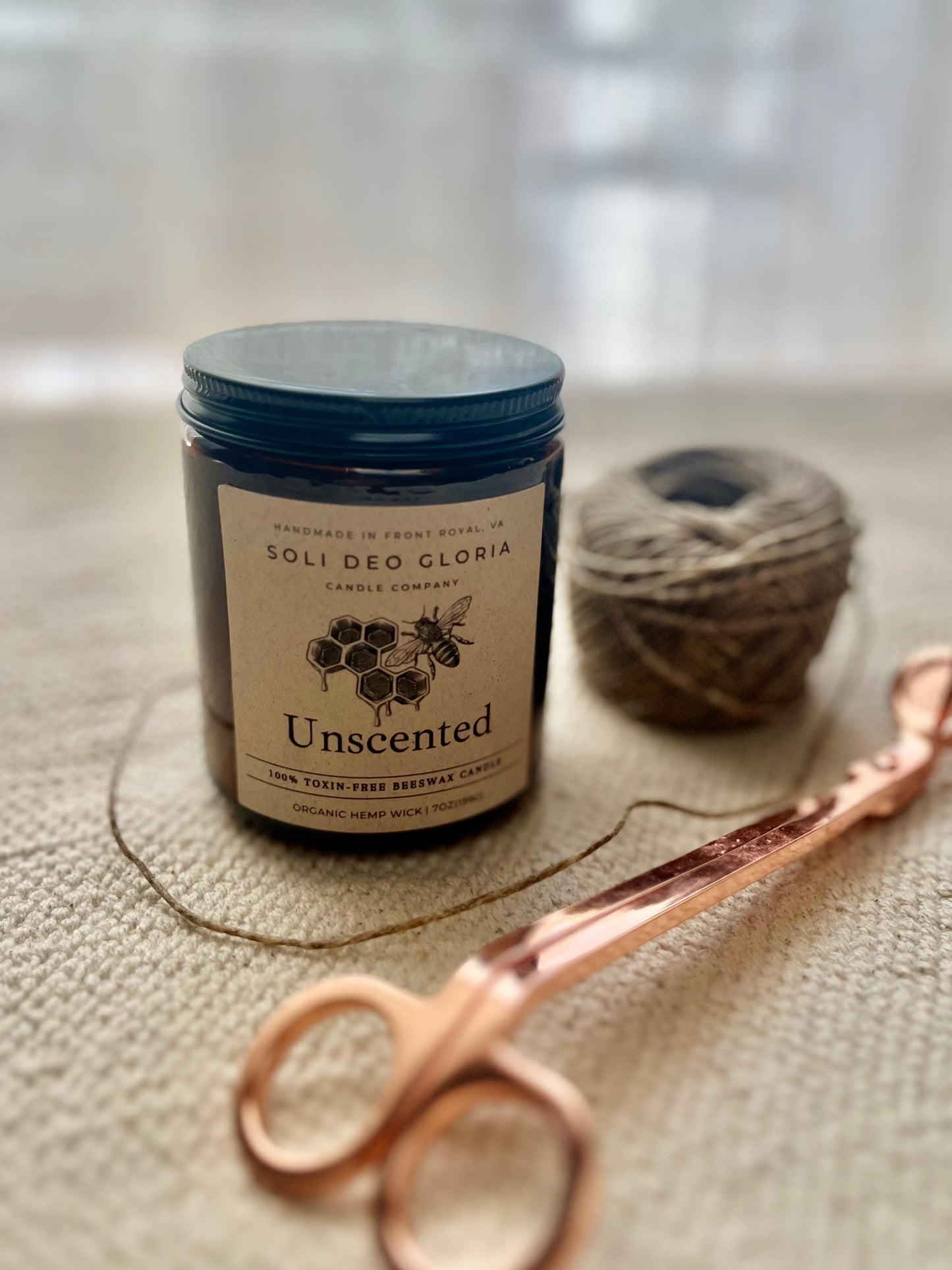 Unscented Beeswax Candle 7oz