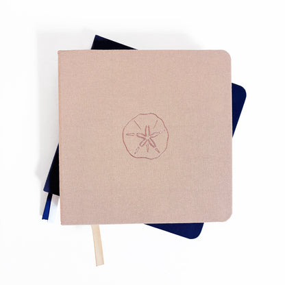 Sand Dollar Foil Embossed Square Linen Notebook