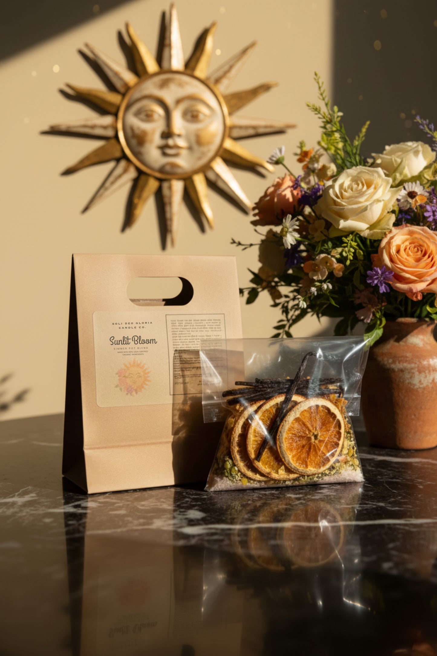 Sunlit Bloom | Organic Simmer Pot Blend for Soli Deo Gloria Lamp Warmer & Jar (Sold Separately)