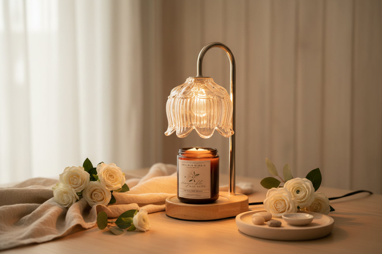 Honeysuckle Beeswax Wax Melts & Lamp Warmer Starter Bundle | Non-Toxic Home Fragrance | Limited Supply